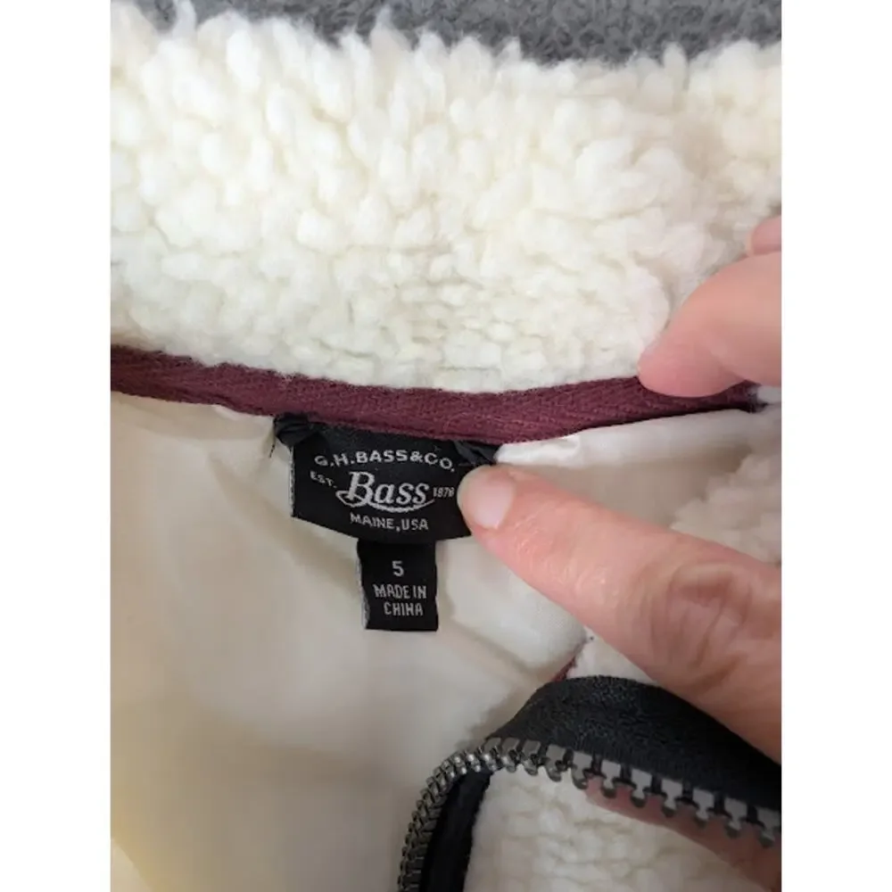 BASS & CO. Sherpa Toddler Youth Vest Whit Black Full Zip- Size 5